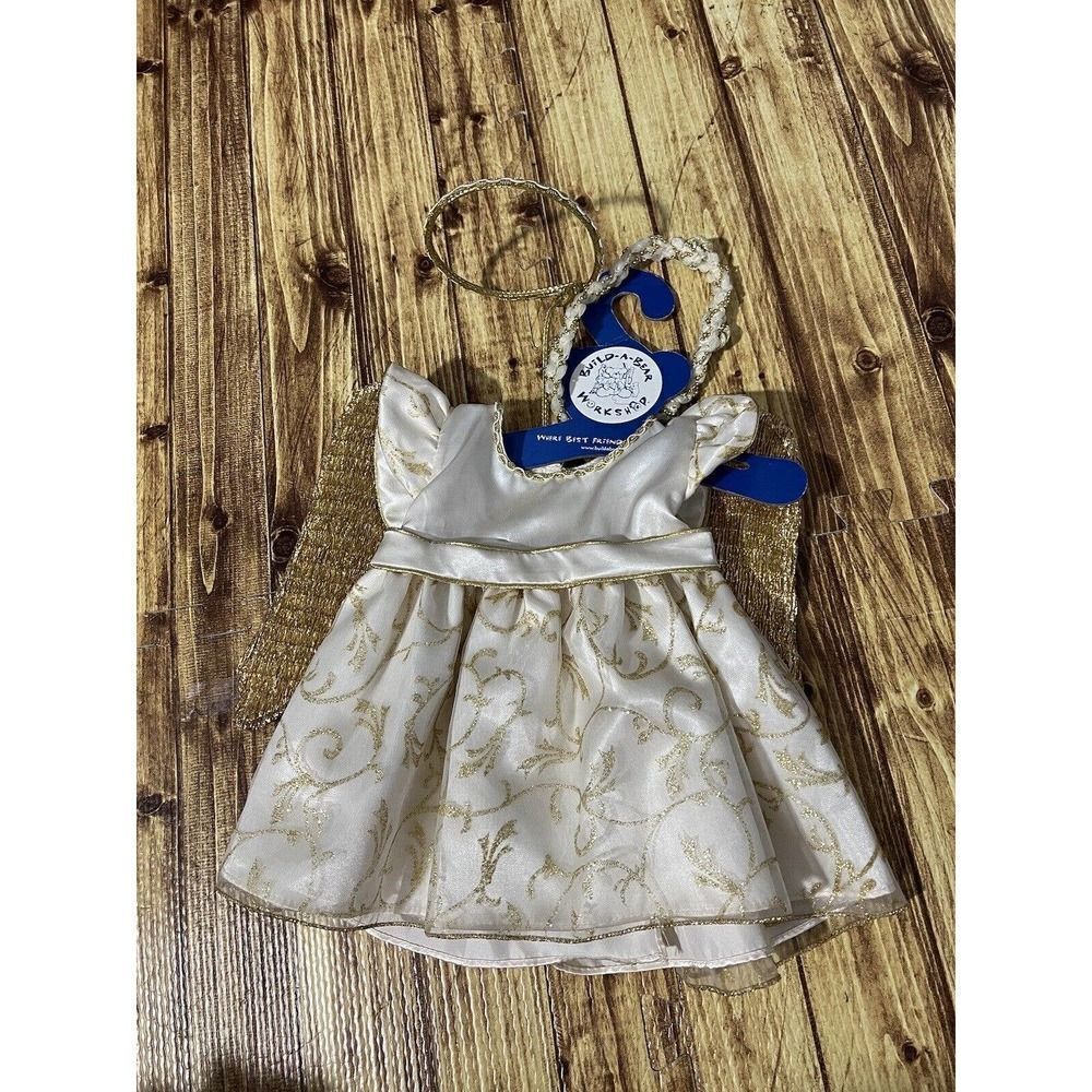 Build A Bear BAB Workshop Ivory Angel Outfit Sparkle Satin Head Band Halo - Picture 1 of 8